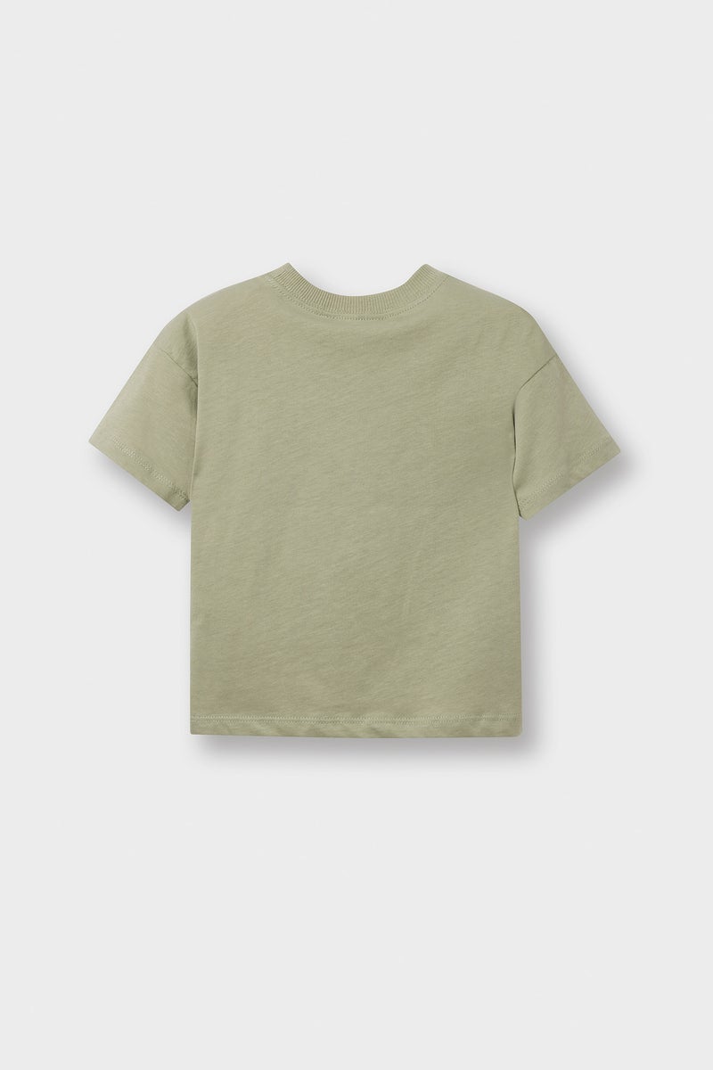 DeFacto Green BabyBoy Baby Boy Regular Fit Slogan Pattern Short Sleeve T-Shirt Casual - Image 3